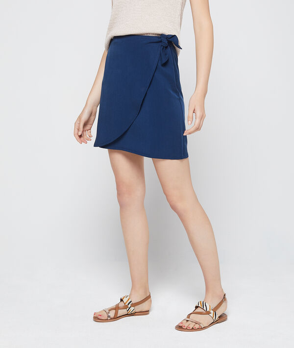 Jupe portefeuille en tencel® cobalt.