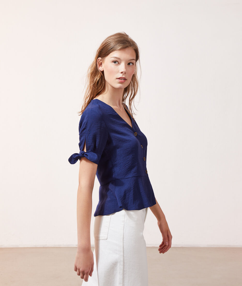 Blouse manches nouées marine.
