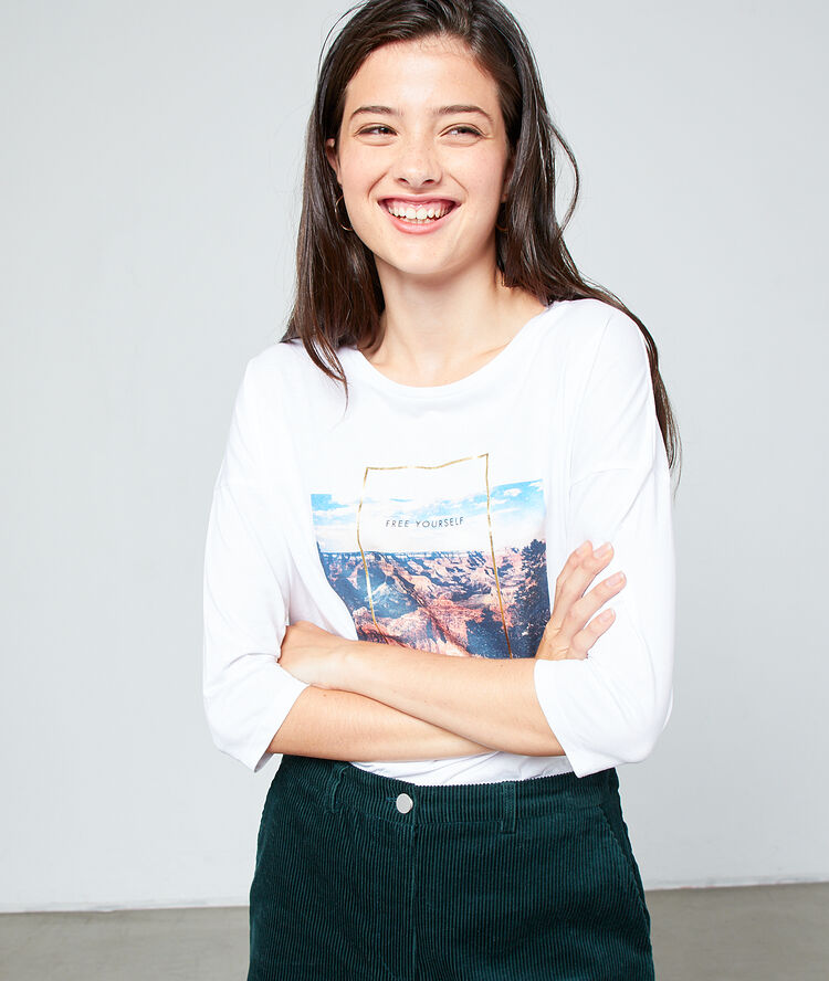 T-shirt sérigraphie en coton bio blanc.