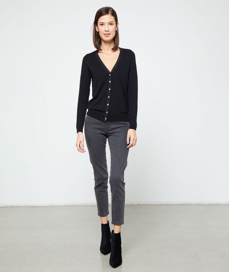 Cardigan en maille fine noir.