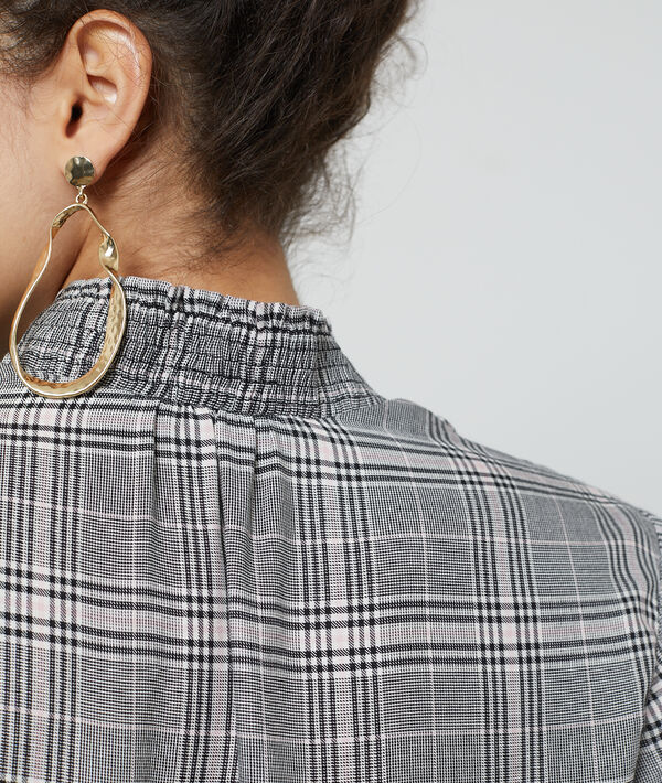 Blouse à carreaux à manches resserrées noir.