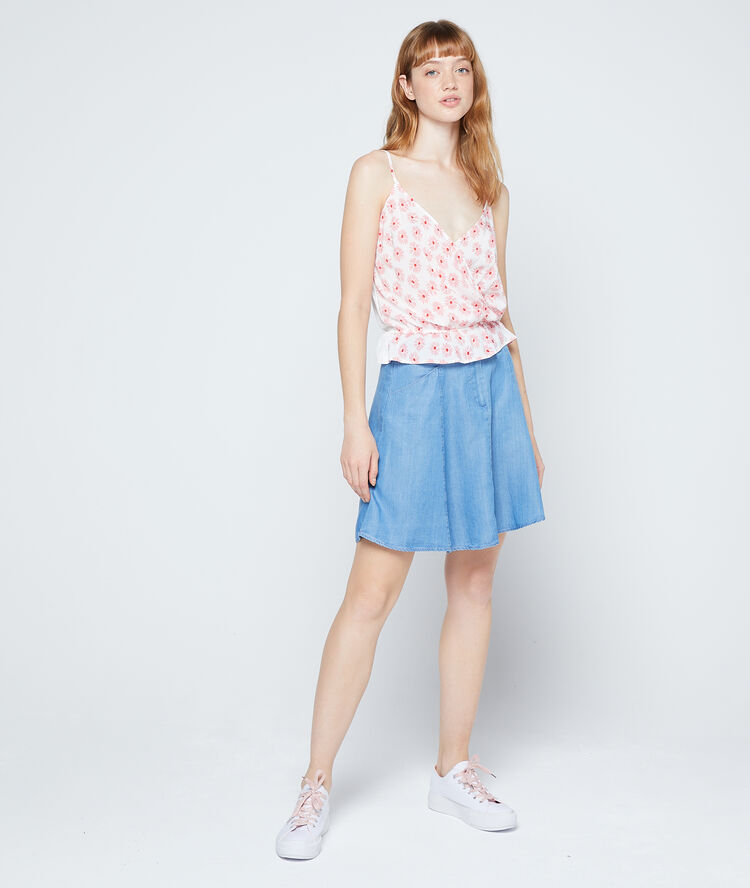 Top cache-coeur à imprimé fleuri rose pale.