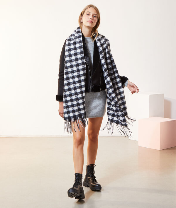 Echarpe plaid motifs pied de poule Echarpe plaid motifs pied de poule