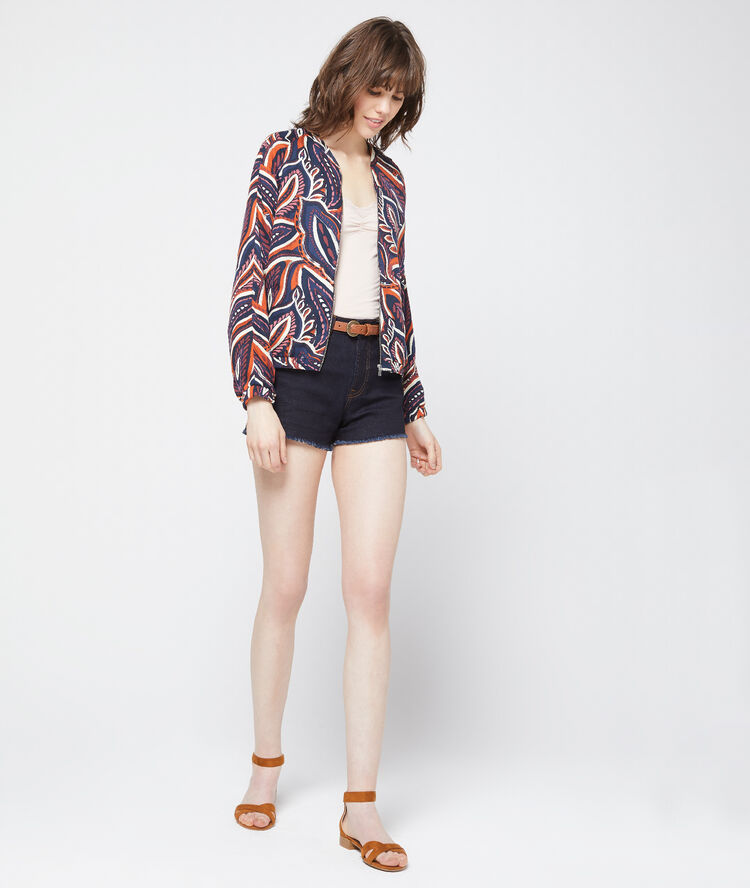 Bomber à imprimé floral cobalt.