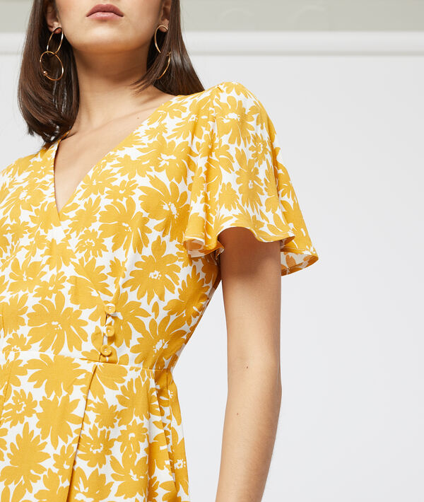 Combishort à imprimé floral curry.