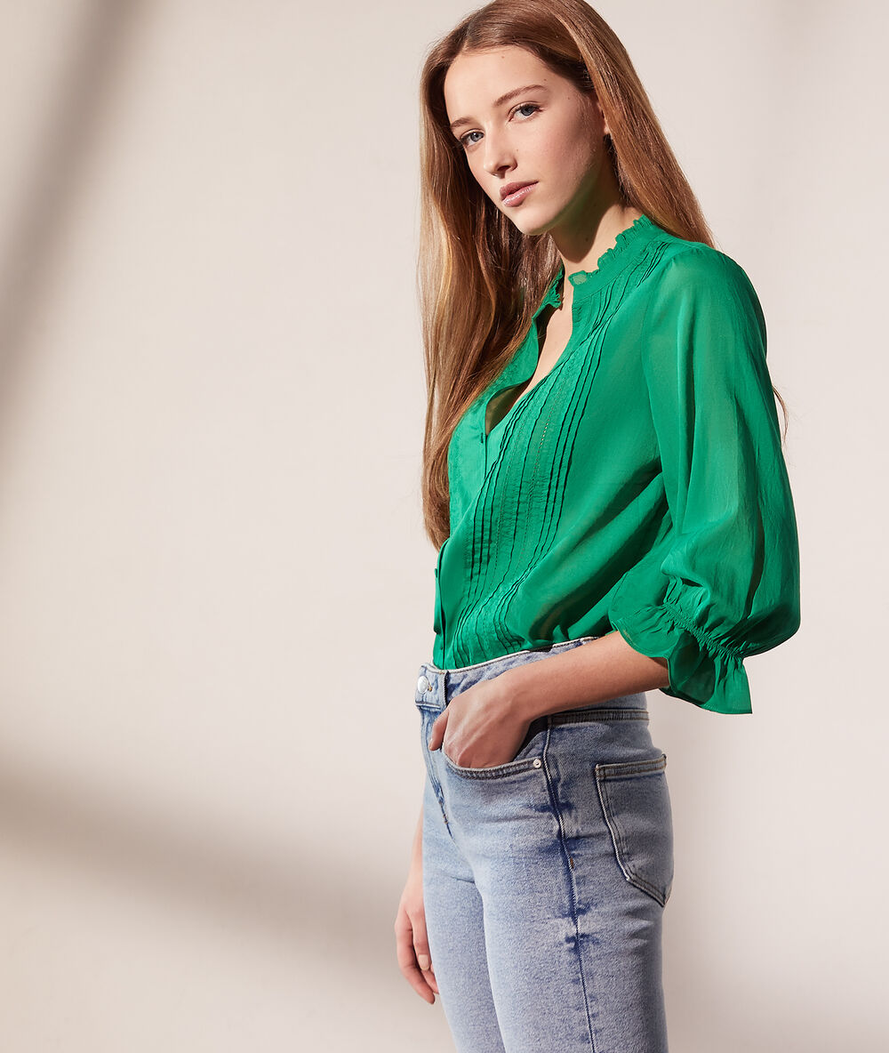 Chemise détails en dentelle chlorophylle.