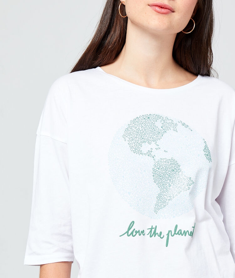 T-shirt "love the planet" en coton bio blanc.