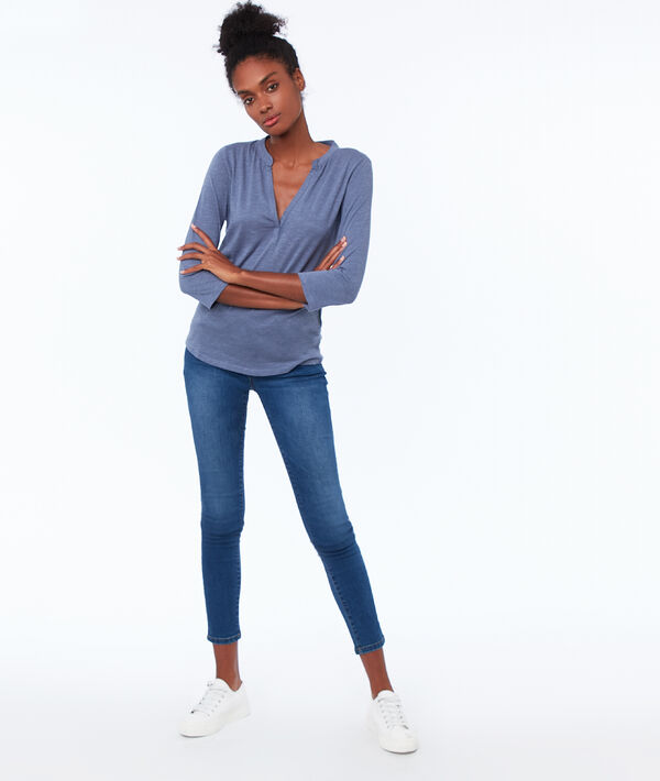 T-shirt manches 3/4 col tunisien T-shirt manches 3/4 col tunisien