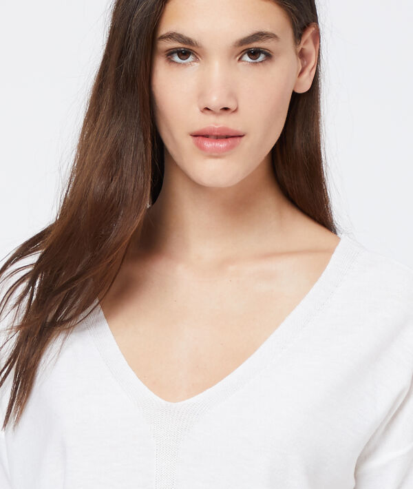 Pull dos décolleté dentelle ecru.