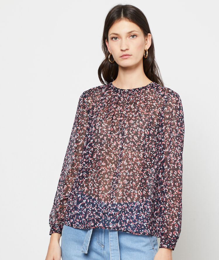 Blouse effet transparent marine.