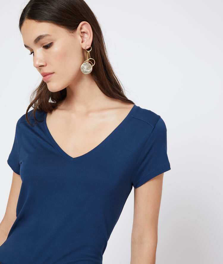 T-shirt col v cobalt.
