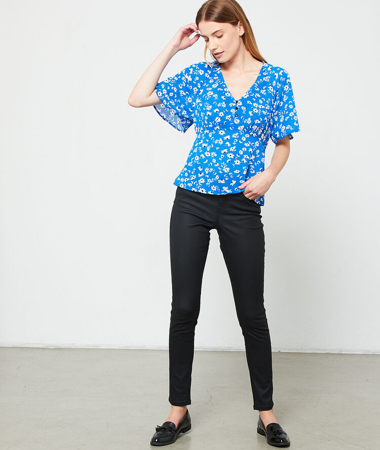 Blouse à imprimé fleuri royal.