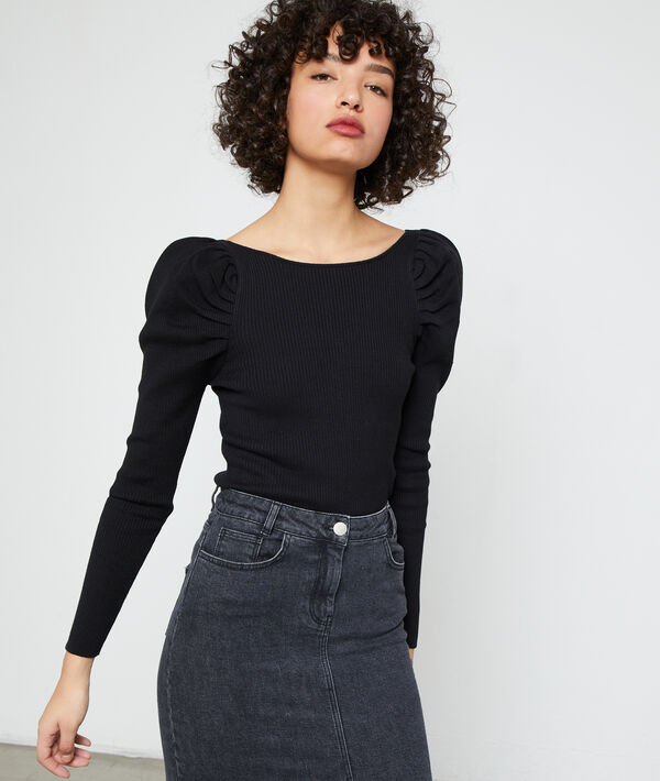 Pull en maille fine, manches gigot Pull en maille fine, manches gigot