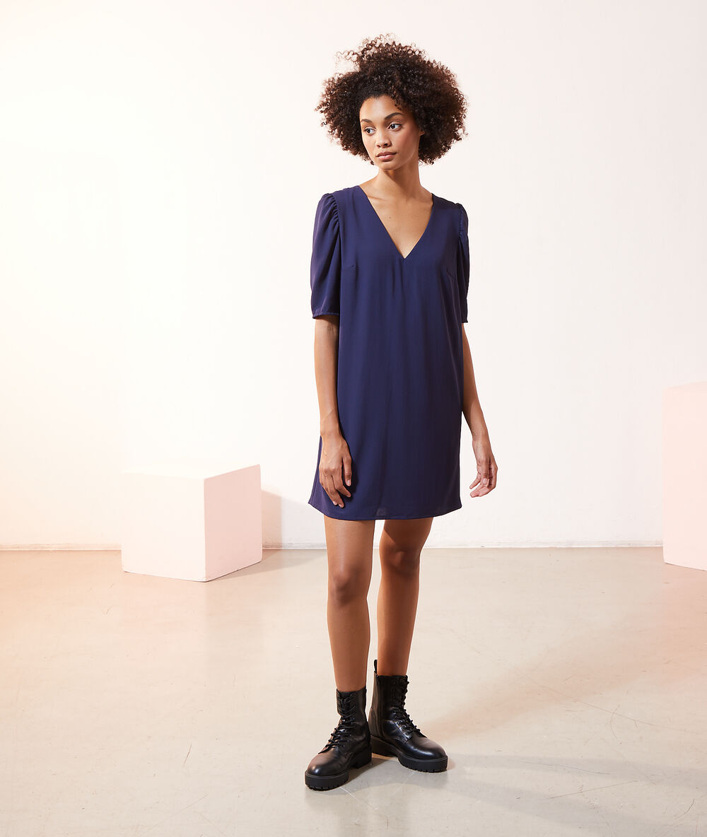 Robe droite 2 en 1 - brassière intégrée bleu marine.