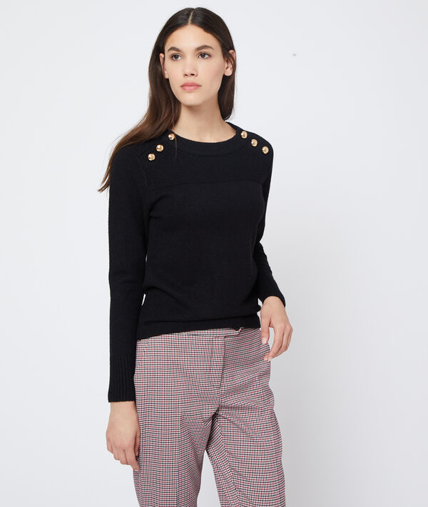 Pull à boutons en maille fine noir.