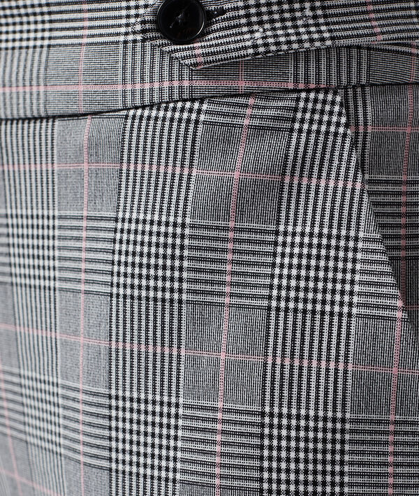 Pantalon cigarette à motifs prince de galles noir.