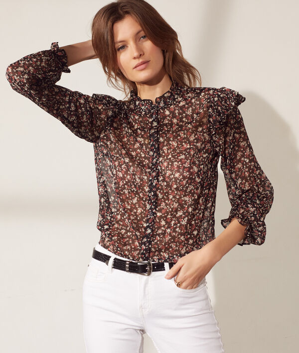 Chemise transparente manches volants Chemise transparente manches volants