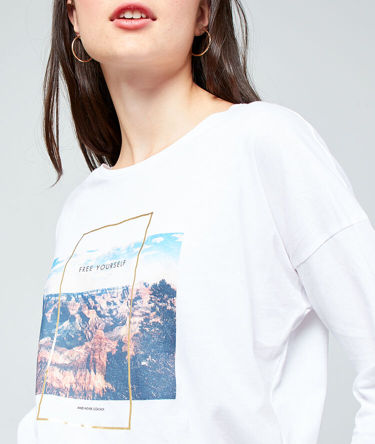 T-shirt sérigraphie en coton bio blanc.