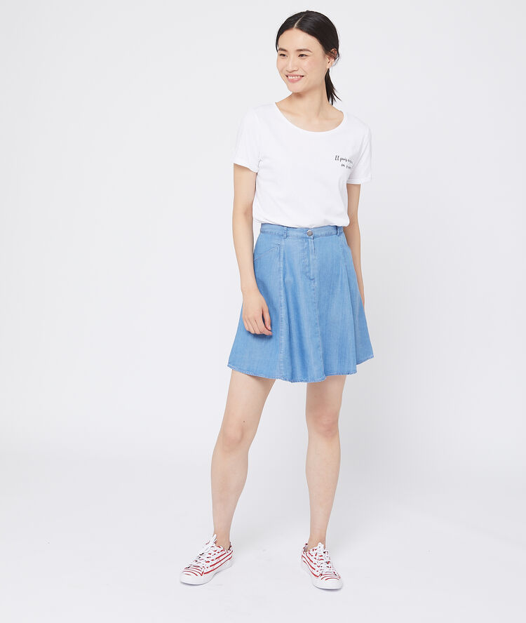 Jupe patineuse en tencel® bleu ciel.