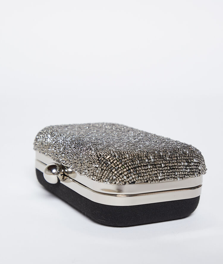 Sac minaudière à perles argent.