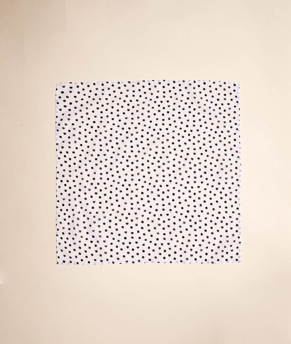 Foulard 68 x 68 cm à pois blanc.