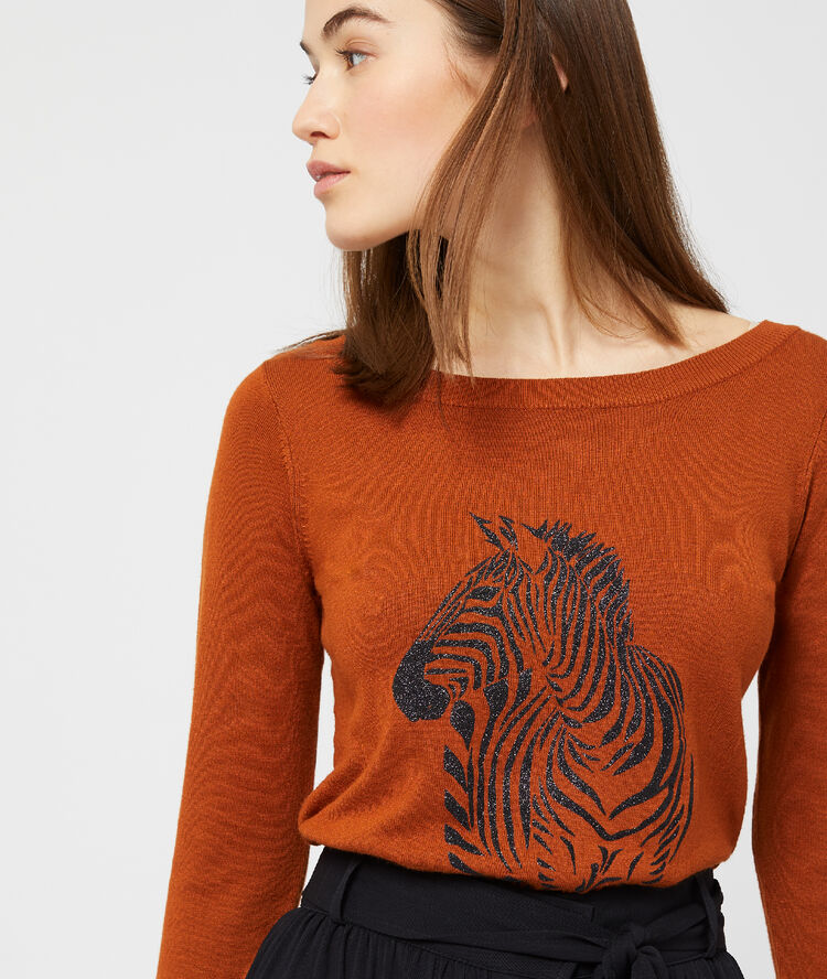 Pull maille fine zèbre orge.