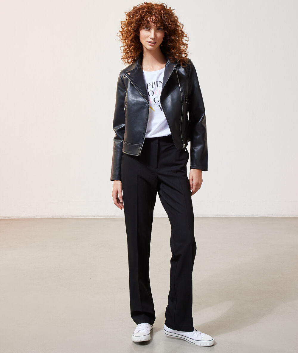 Veste de biker effet cuir noir.