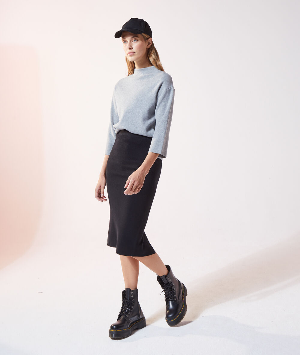 Pull col montant gris chine.