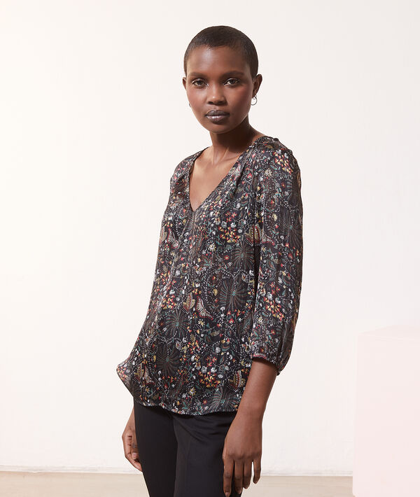 Blouse imprimé fleuri col V Blouse imprimé fleuri col V