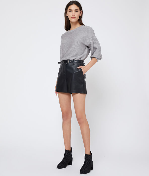 Pull côtelé à manches larges gris chine clair.