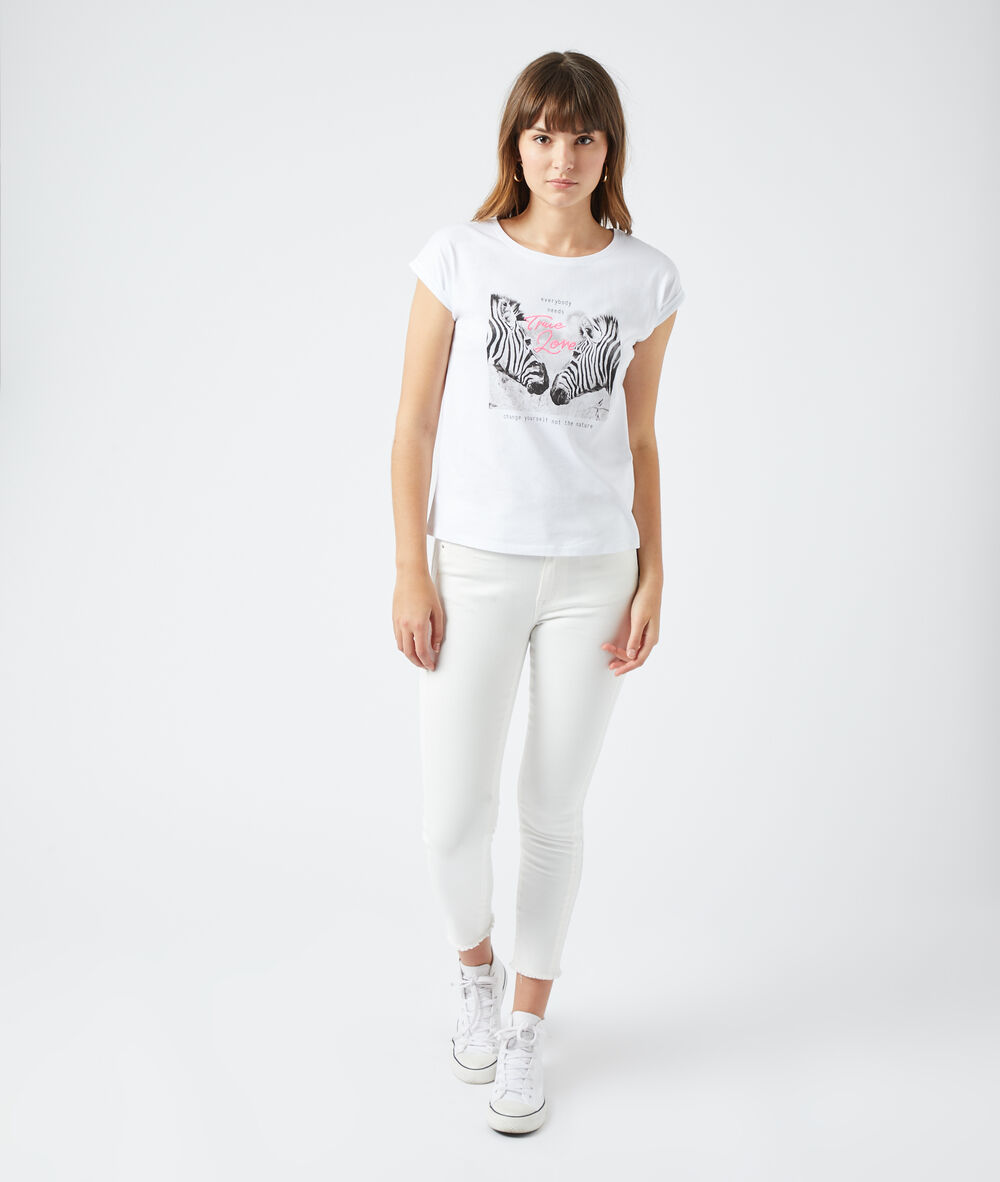 T-shirt sérigraphie "true love" blanc.