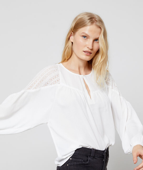 Blouse manches bouffantes à guipure Blouse manches bouffantes à guipure