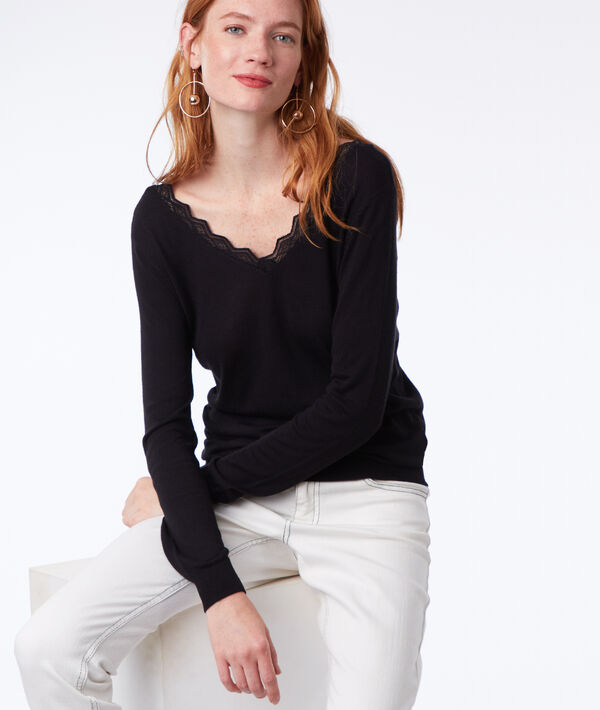 Pull dos décolleté guipure Pull dos décolleté guipure