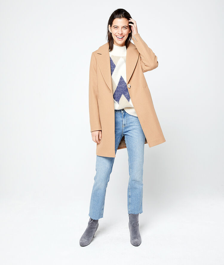 Manteau droit camel.