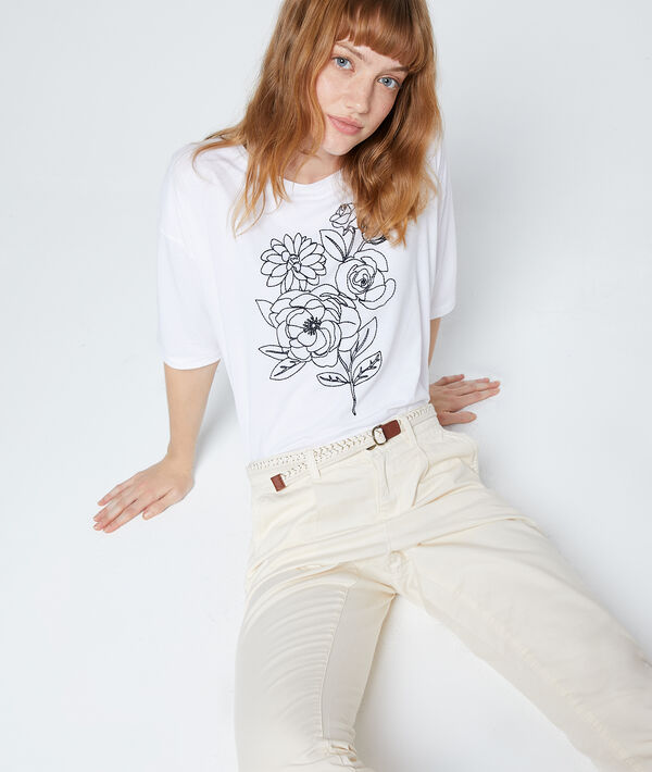T-shirt brodé de roses T-shirt brodé de roses