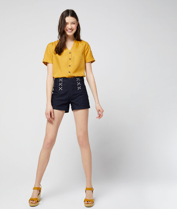 Blouse boutonnée en tencel® curry.
