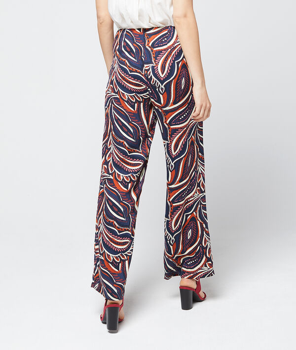 Pantalon large à imprimé floral cobalt.