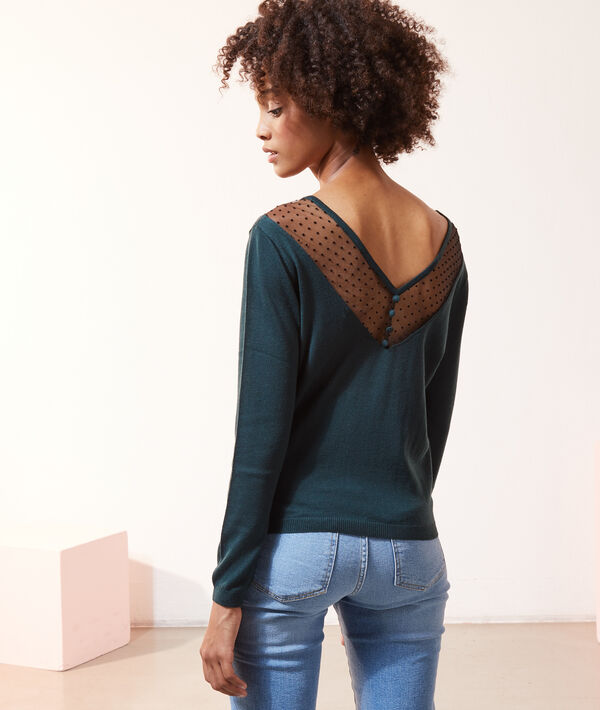 Pull maille fine détails tulle Pull maille fine détails tulle