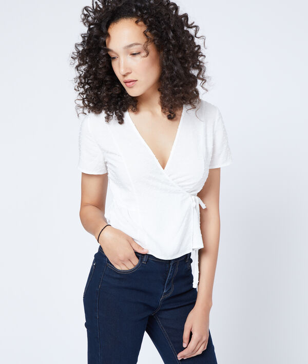 Blouse cache-coeur en plumetis Blouse cache-coeur en plumetis