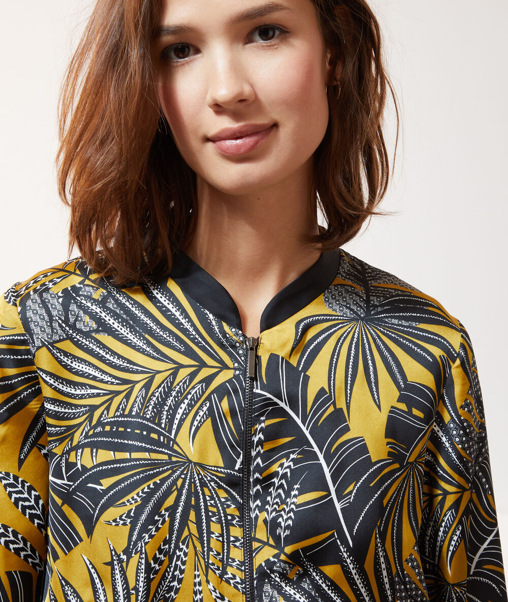Bomber imprimé feuillage olive.