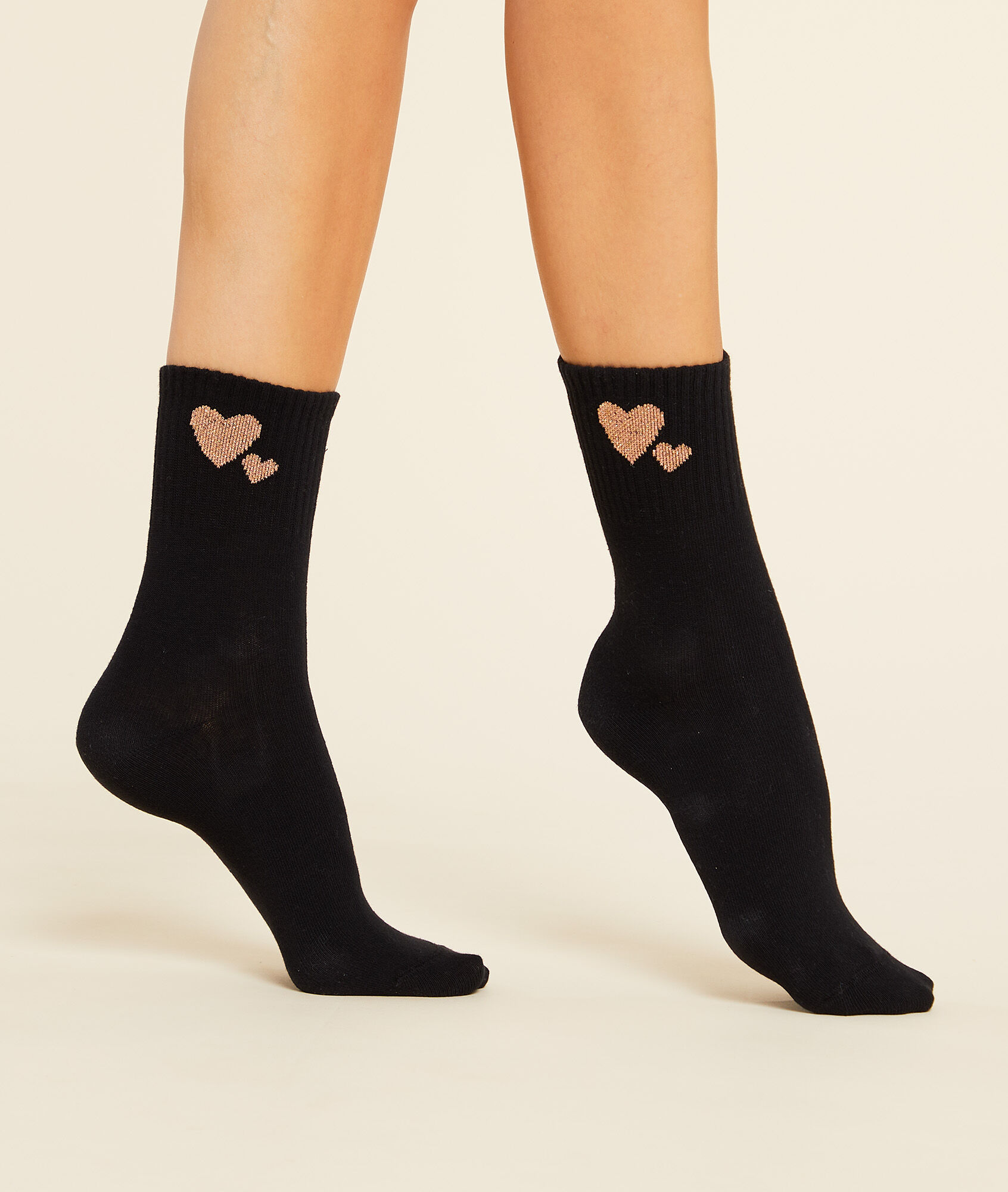 Chaussettes essentielles motifs coeurs - Cho Hearts - TU - Noir - Femme - Etam