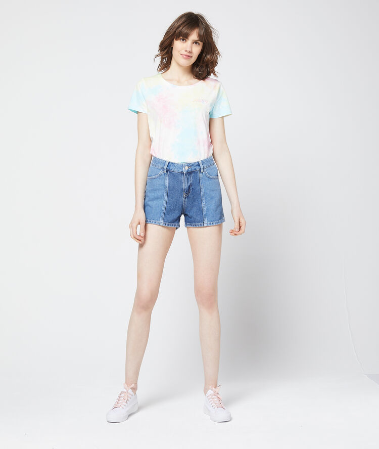 Short en jean délavé bleach.