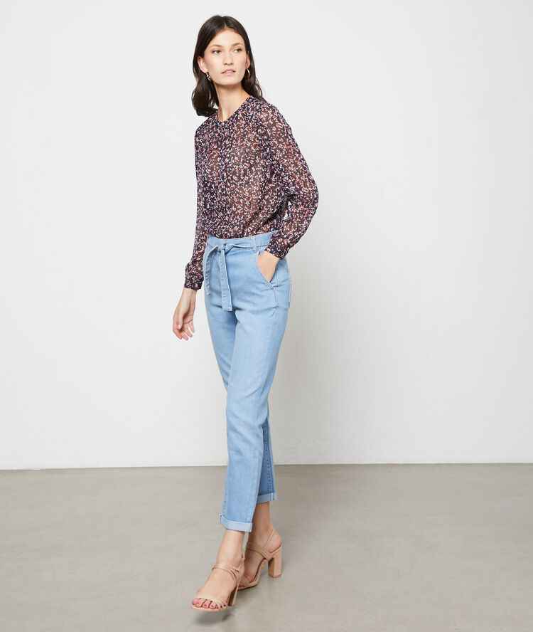 Blouse effet transparent marine.
