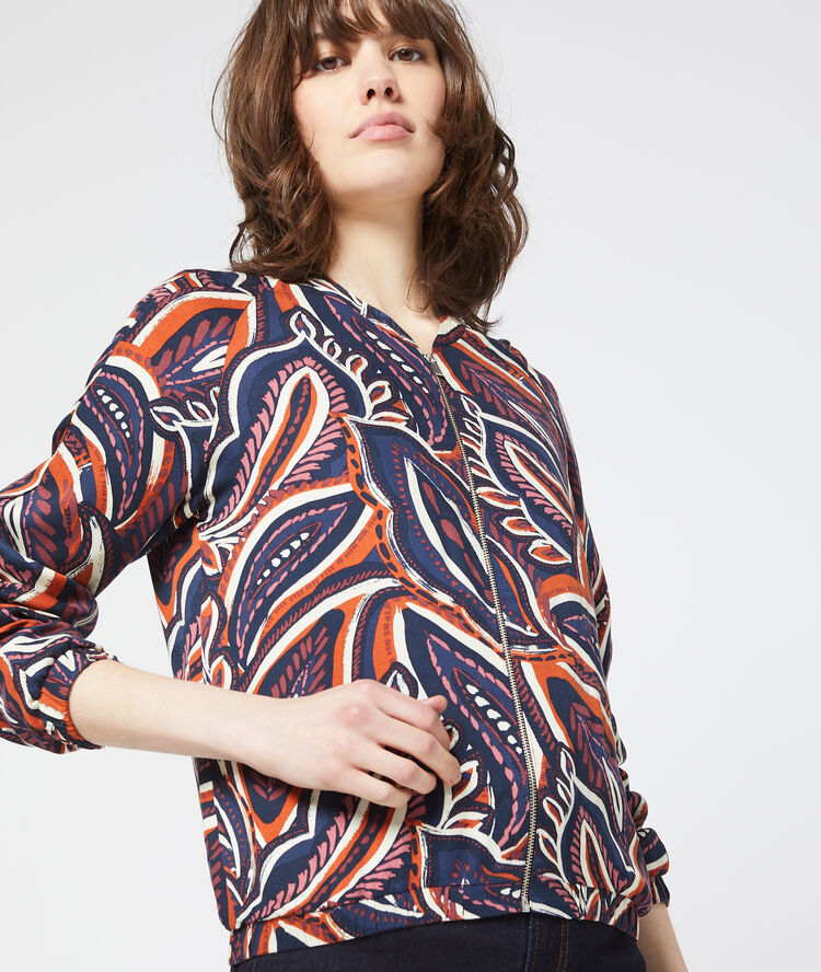 Bomber à imprimé floral cobalt.