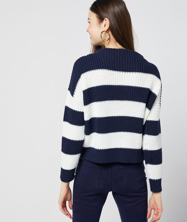 Pull à rayures en maille torsadée Pull à rayures en maille torsadée