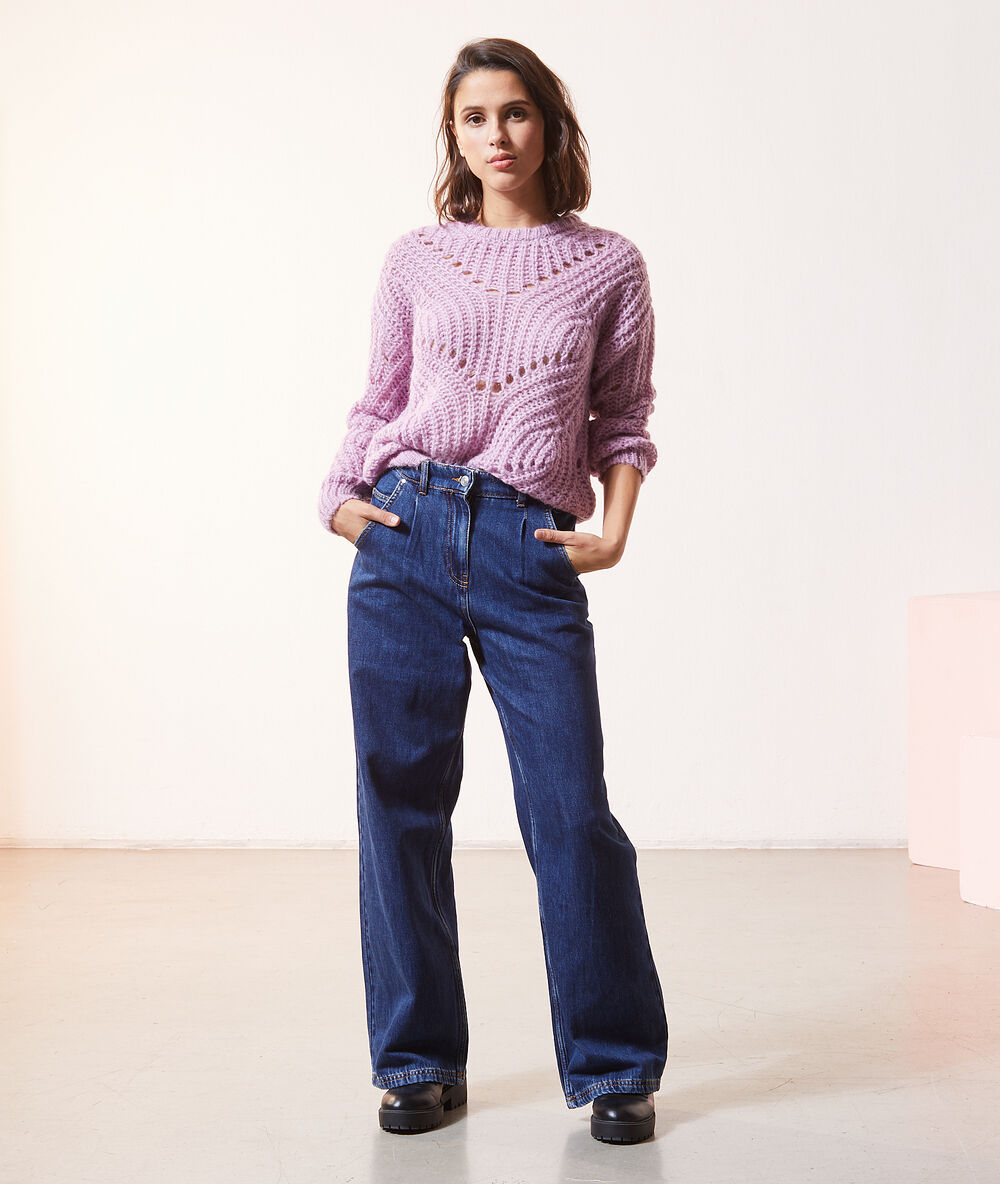 Pull grosse maille violine.