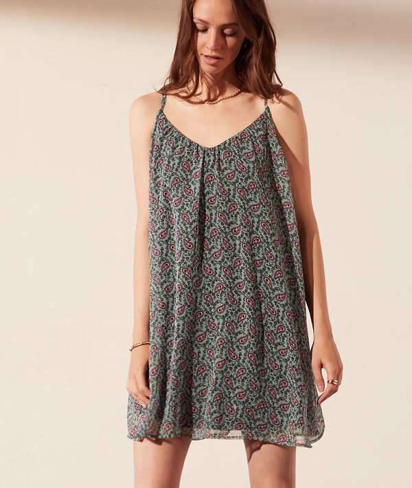 Robe fleurie à fils métallisés 2 en 1 - brassière intégrée Robe fleurie à fils métallisés 2 en 1 - brassière intégrée