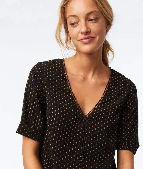 Top décolleté brodé