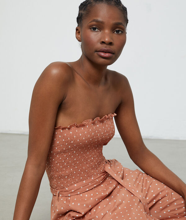Combinaison bustier à pois 100% coton orge.