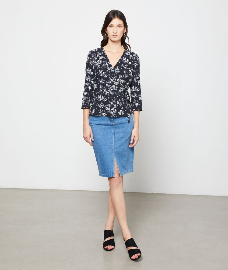 Jupe midi en jean stone.